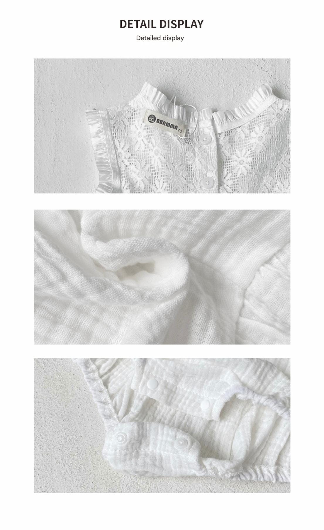 Lace Splicing Gauze Romper シアーレース ノースリーブロンパース【mh0013107】 BBAMMA ノースリーブロンパース