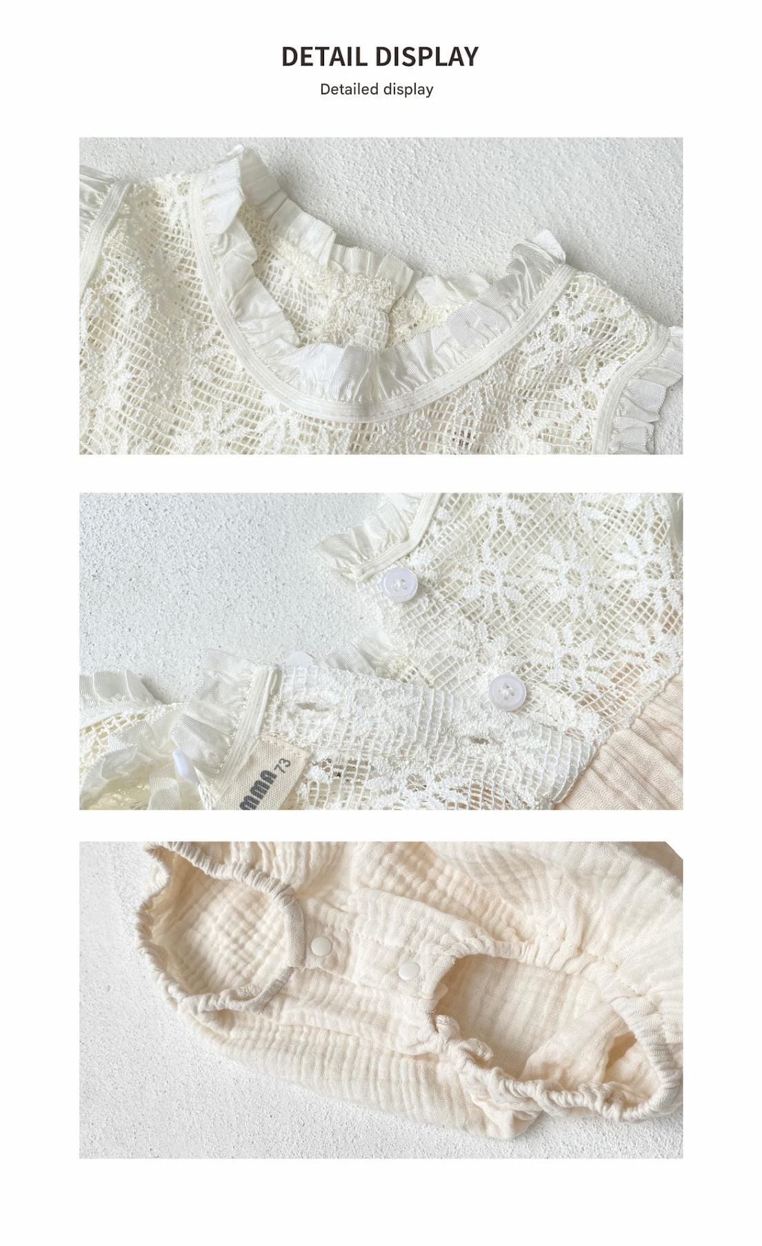 Lace Splicing Gauze Romper シアーレース ノースリーブロンパース【mh0013107】 BBAMMA ノースリーブロンパース