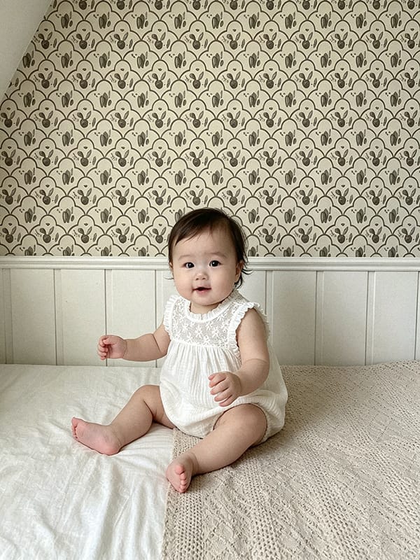 Lace Splicing Gauze Romper シアーレース ノースリーブロンパース【mh0013107】 BBAMMA ノースリーブロンパース
