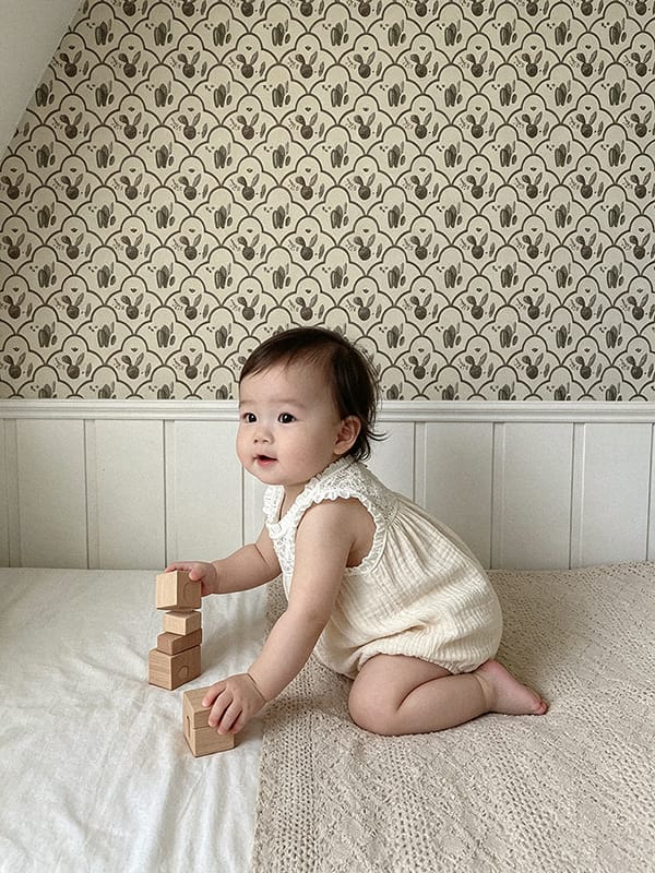 Lace Splicing Gauze Romper シアーレース ノースリーブロンパース【mh0013107】 BBAMMA ノースリーブロンパース