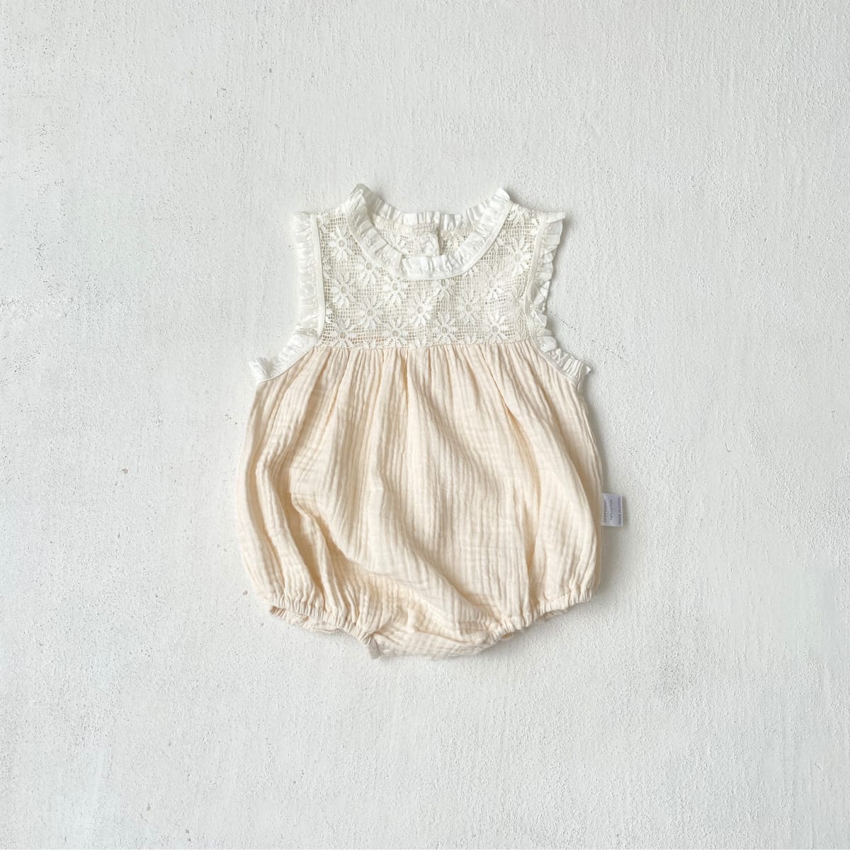 Lace Splicing Gauze Romper シアーレース ノースリーブロンパース【mh0013107】 Light Apricot / 66cm BBAMMA ノースリーブロンパース