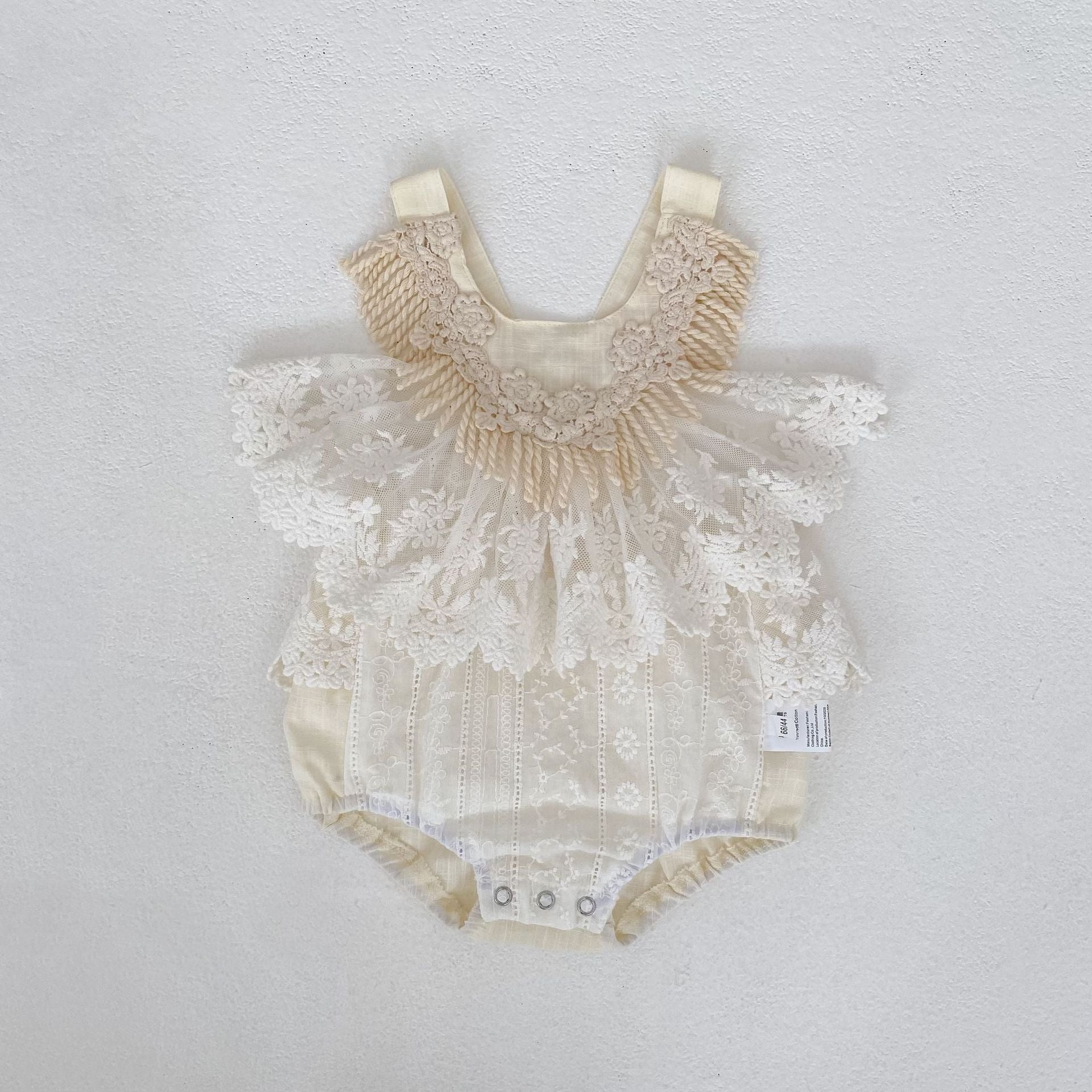 Lace Tassel Romper レース タッセル ドレスロンパース【mh0012489】 Apricot / 66cm Engepapa ノースリーブロンパース