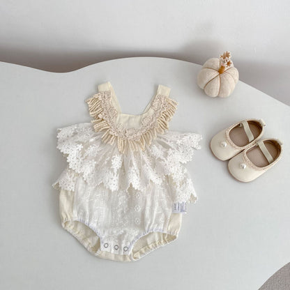 Lace Tassel Romper レース タッセル ドレスロンパース【mh0012489】 Engepapa ノースリーブロンパース