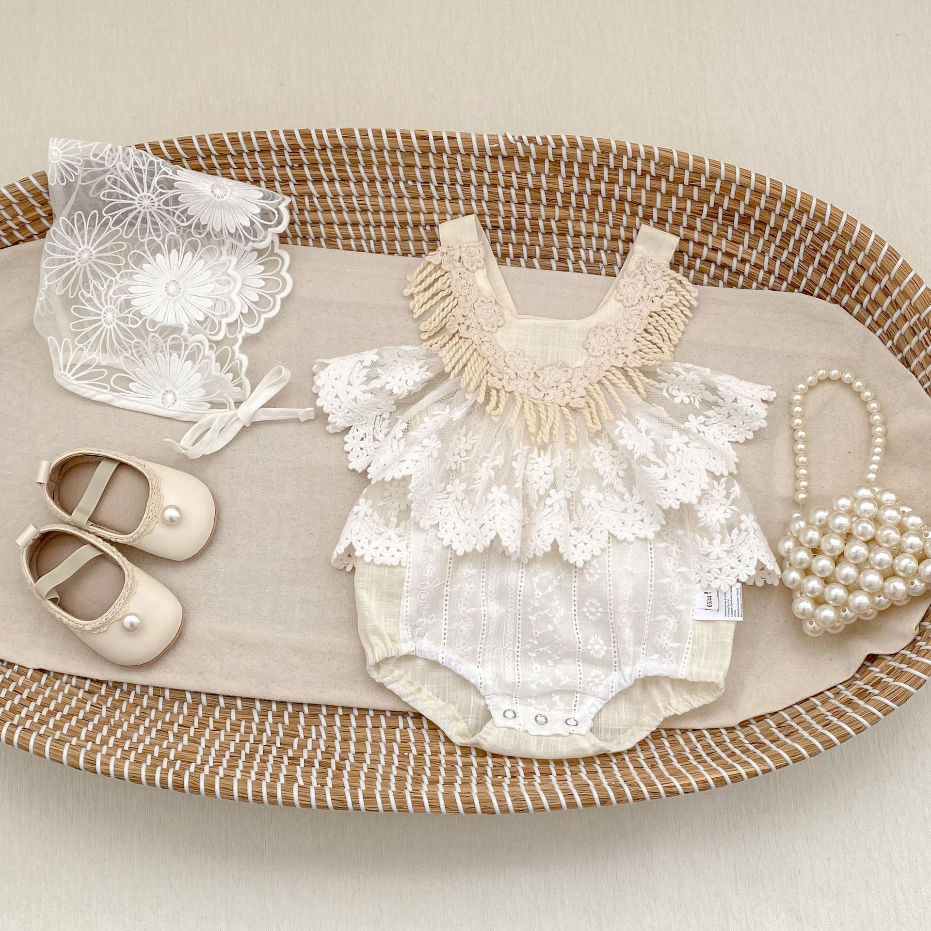 Lace Tassel Romper レース タッセル ドレスロンパース【mh0012489】 Engepapa ノースリーブロンパース