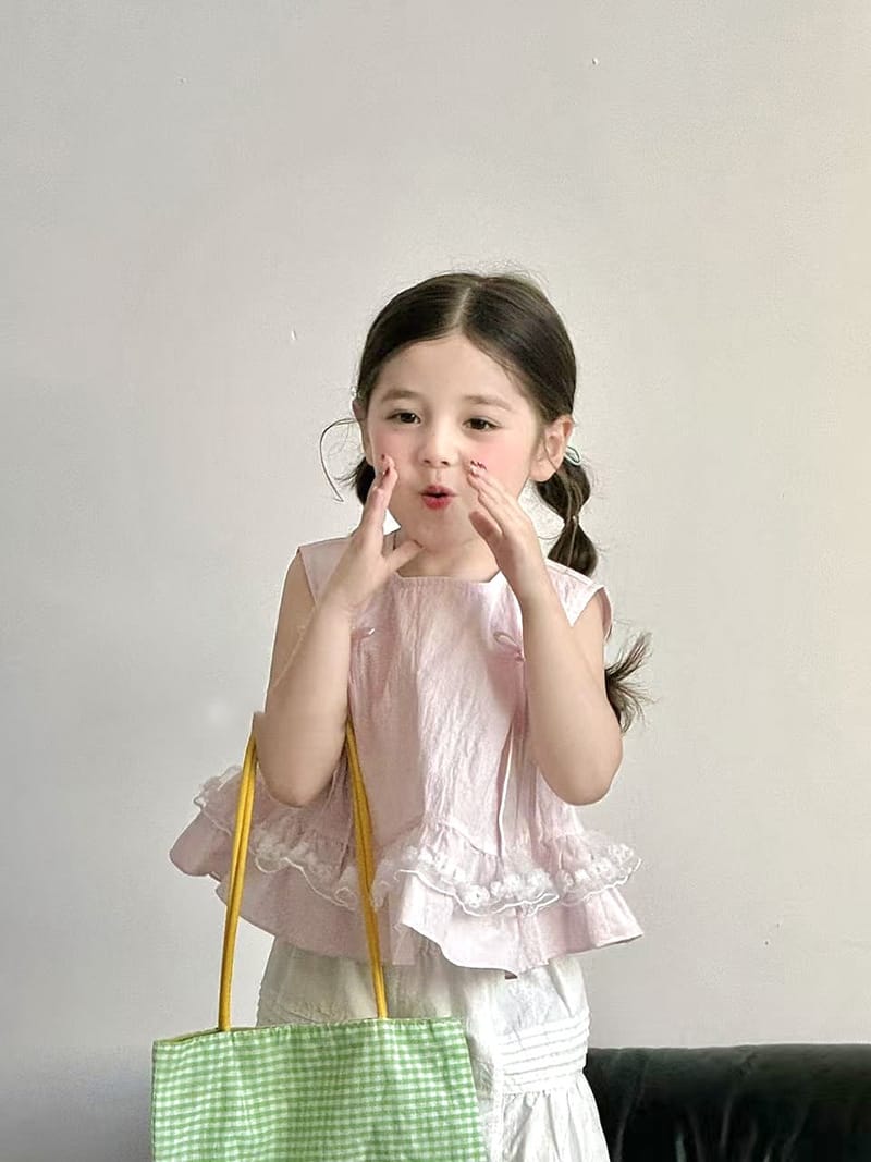 Lace Trim Bow Blouse リボン フリル ノースリーブブラウス【mh0013120】 MaiTianJi タンクトップ・キャミソール・ノースリーブトップス