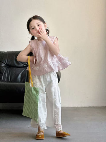 Lace Trim Bow Blouse リボン フリル ノースリーブブラウス【mh0013120】 MaiTianJi タンクトップ・キャミソール・ノースリーブトップス