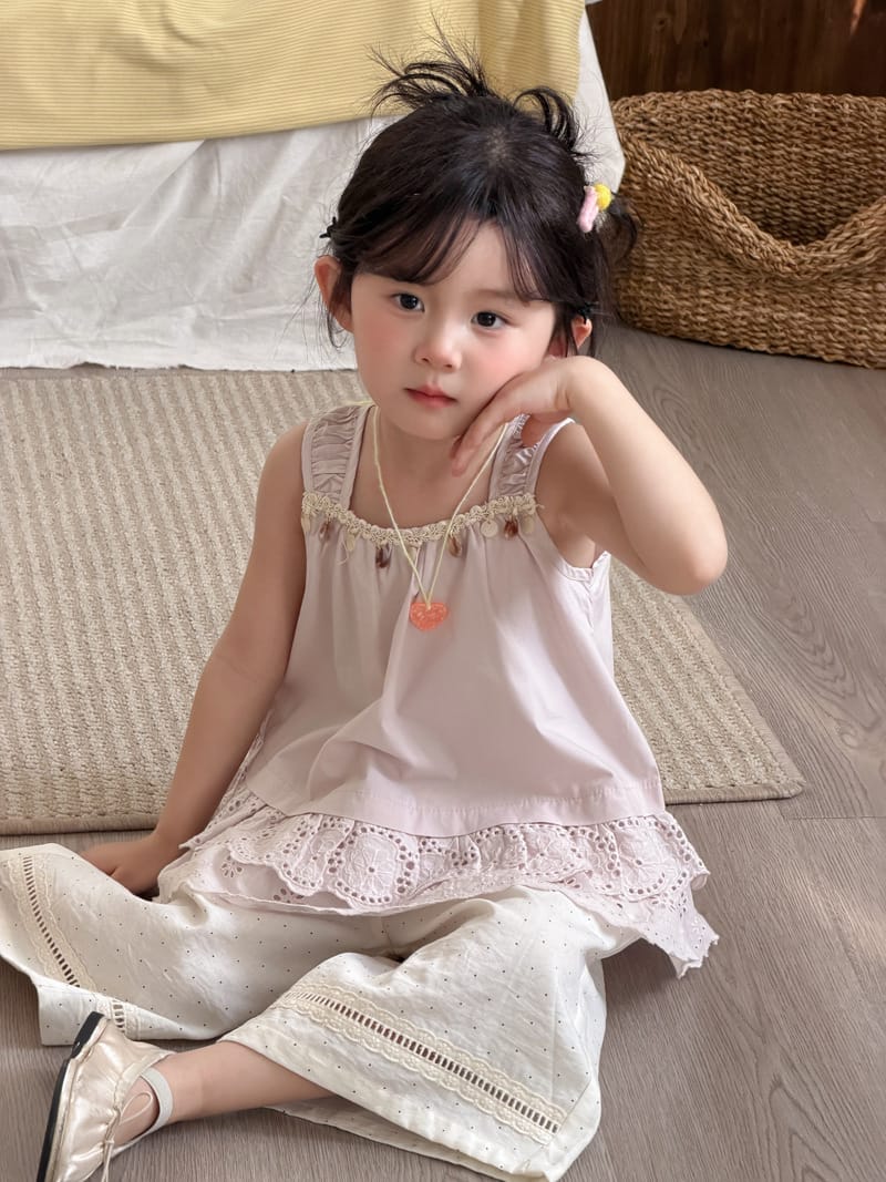 Lace Trim Cotton Tank Top レース 刺繍 スクエアネック ノースリーブブラウス【mh0012760】 MaiTianJi タンクトップ・キャミソール・ノースリーブトップス