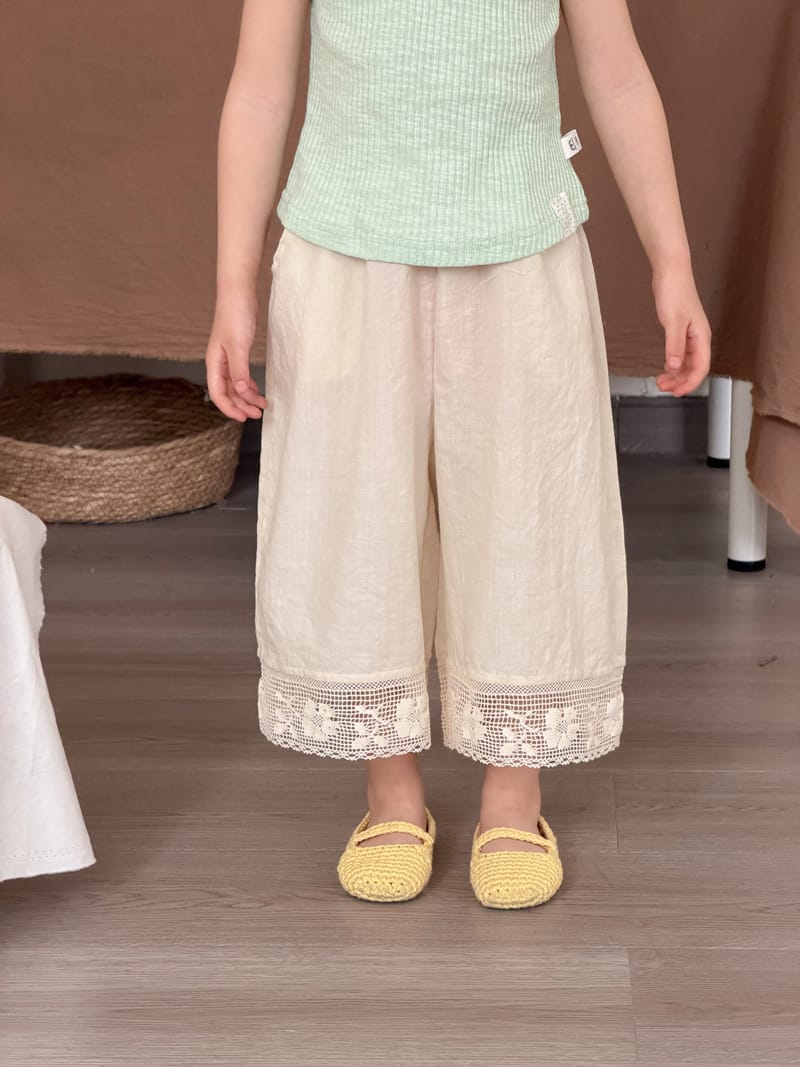Lace Trim Cotton Wide Pants レース刺繍 コットン ワイドパンツ【mh0012754】 Apricot / 90cm MaiTianJi ロングパンツ・スウェットパンツ