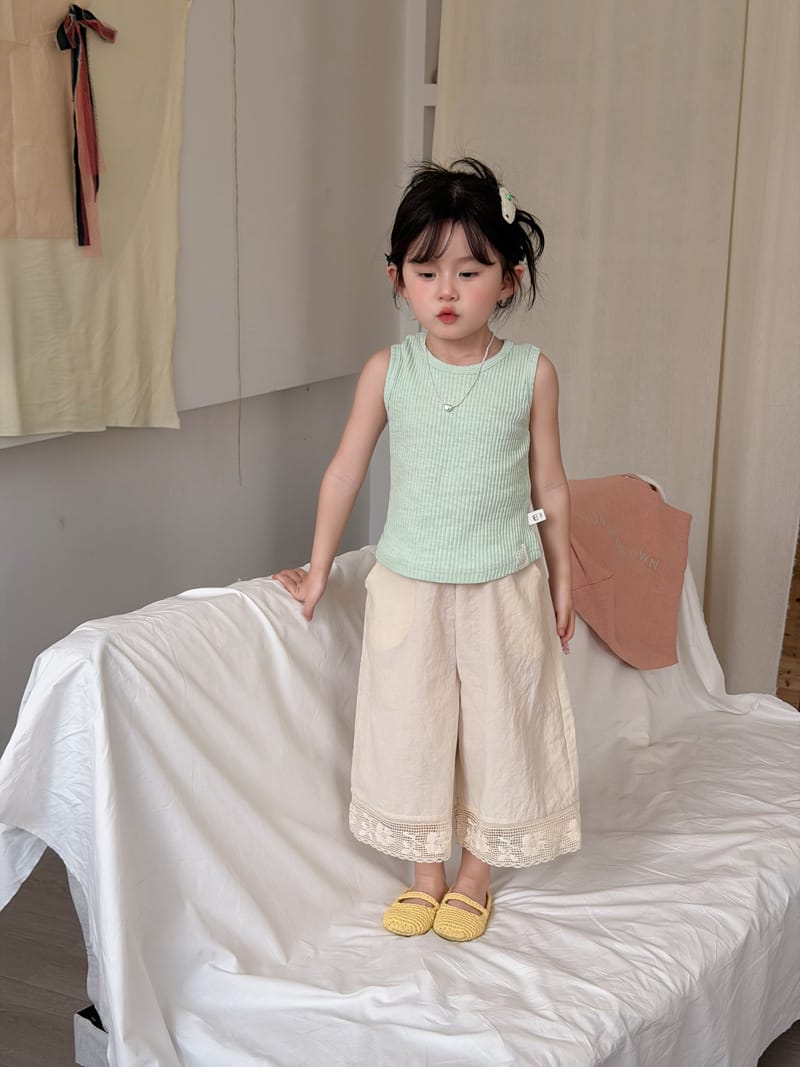 Lace Trim Cotton Wide Pants レース刺繍 コットン ワイドパンツ【mh0012754】 MaiTianJi ロングパンツ・スウェットパンツ