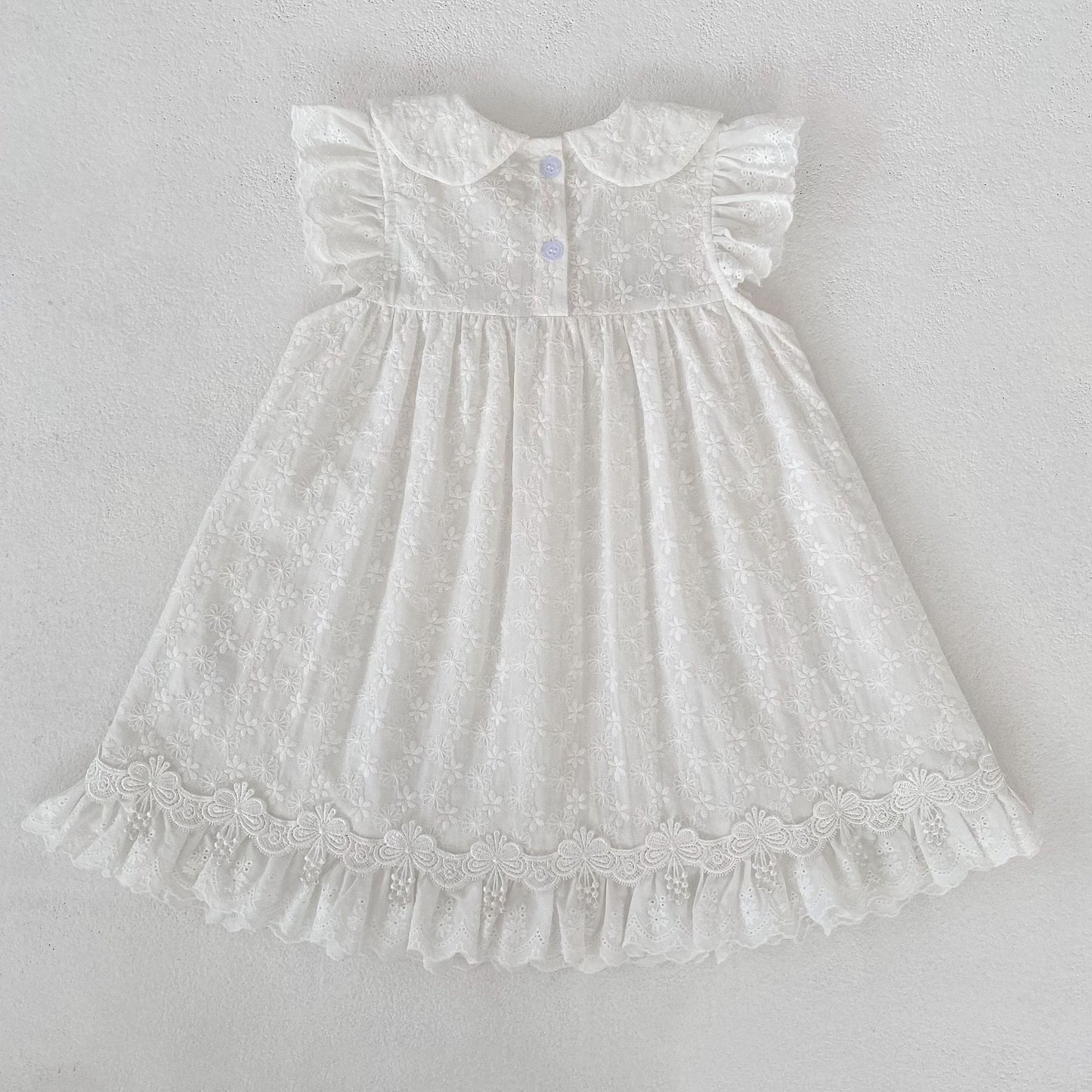 Lace Trim Doll Collar Romper Dress ラッフル ロンパース ミモレ丈ワンピース【mh0013160】 Aeg babyi ノースリーブロンパース