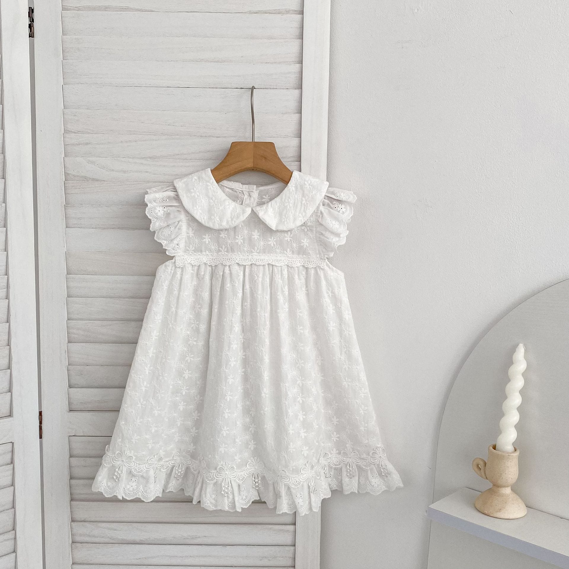 Lace Trim Doll Collar Romper Dress ラッフル ロンパース ミモレ丈ワンピース【mh0013160】 Aeg babyi ノースリーブロンパース