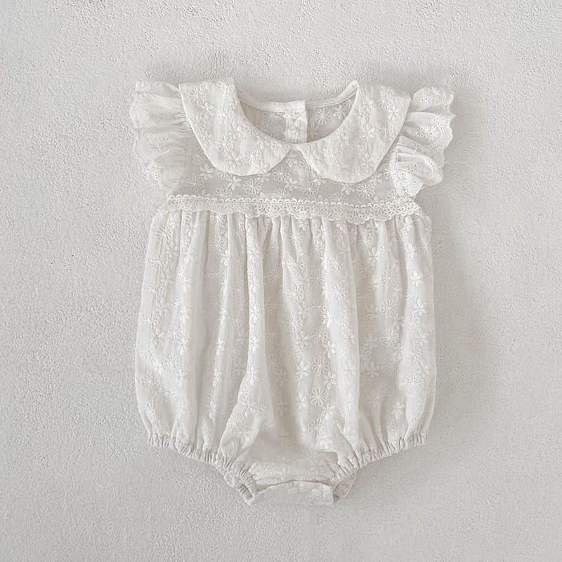 Lace Trim Doll Collar Romper Dress ラッフル ロンパース ミモレ丈ワンピース【mh0013160】 Rompers / 66cm Aeg babyi ノースリーブロンパース