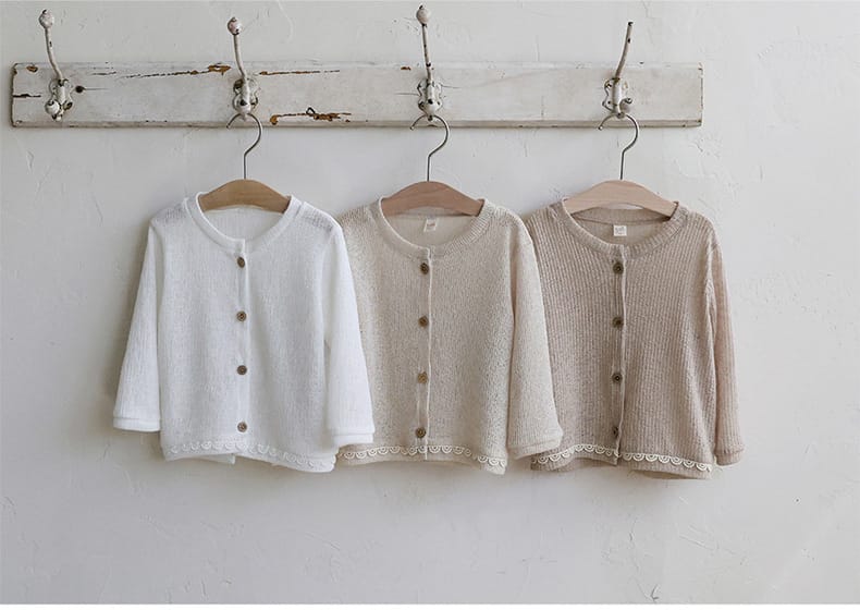 Lace Trim Knit Cardigan 透かし編み サマーカーディガン【mh0012984】 Strawberry Coral カーディガン・パーカー