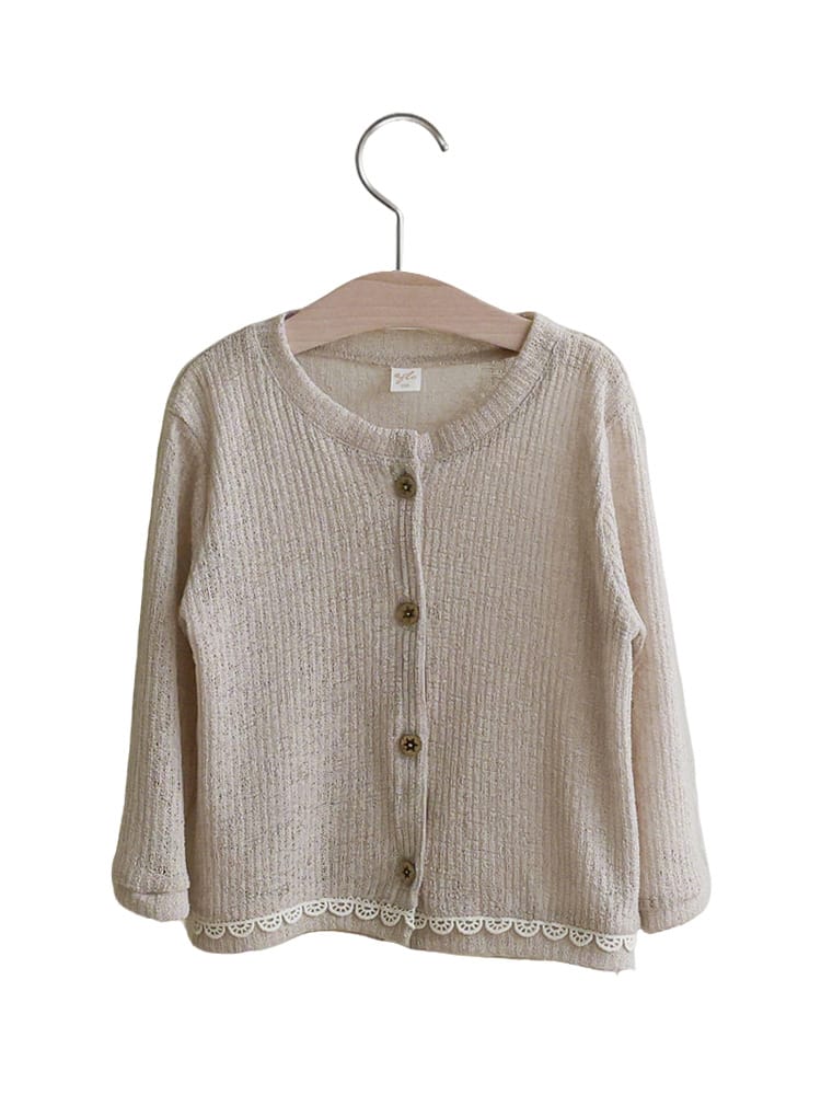 Lace Trim Knit Cardigan 透かし編み サマーカーディガン【mh0012984】 Strawberry Coral カーディガン・パーカー