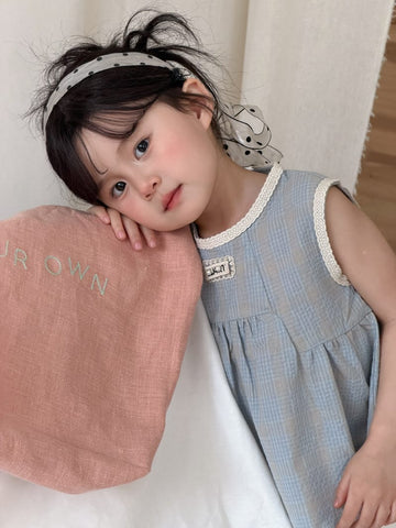 Lace Trim Plaid Sleeveless Top レース刺繍 チェック ノースリーブブラウス【mh0012753】 MaiTianJi タンクトップ・キャミソール・ノースリーブトップス