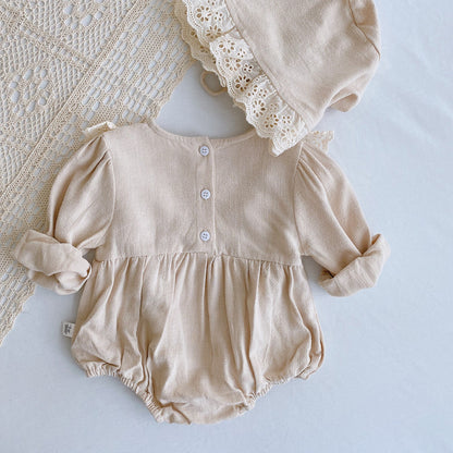 Lace Trimmed Long-Sleeve Romper レース 長袖ロンパース【mh0012333】 mamahalo shop