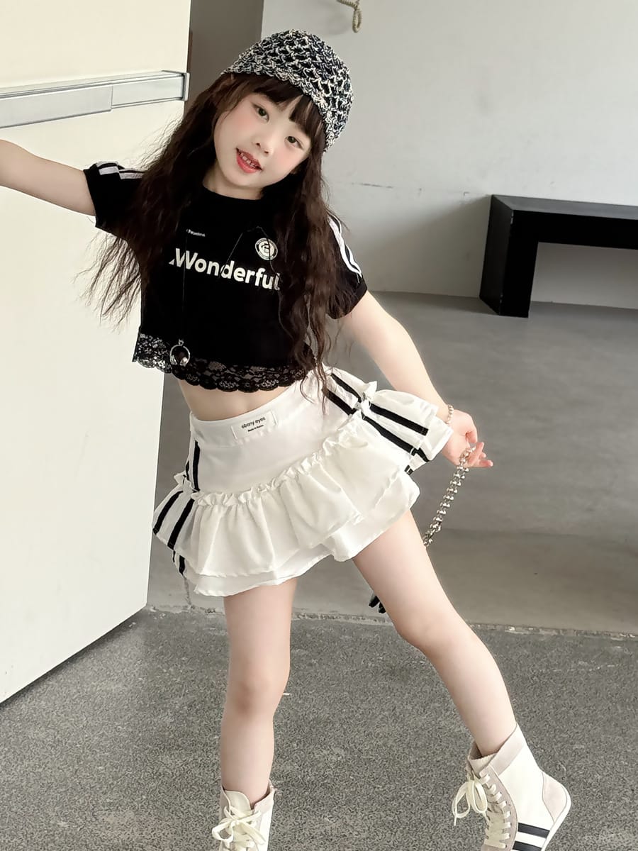 Lace Trimmed Monogram Tee アイレット 半袖Tシャツ【mh0013074】 mamahalo kids 半袖Tシャツ