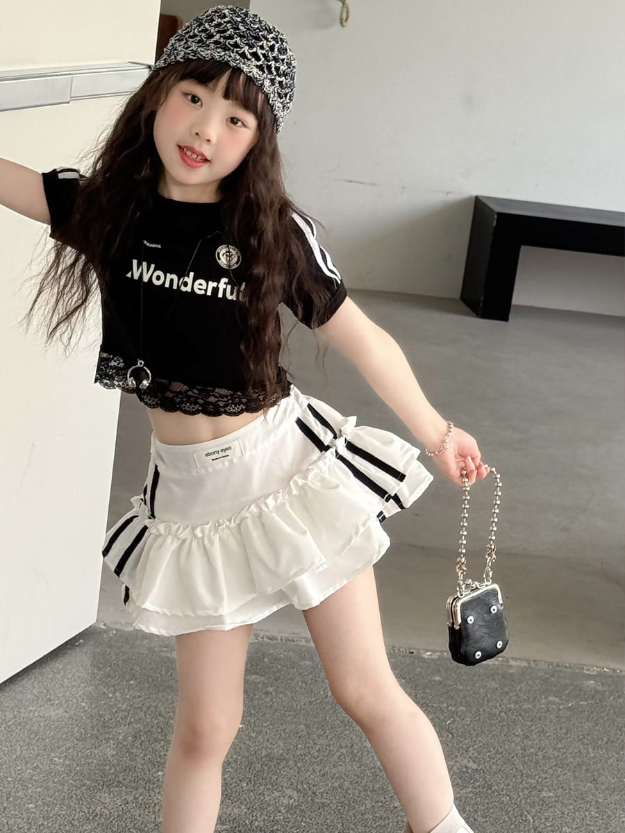 Lace Trimmed Monogram Tee アイレット 半袖Tシャツ【mh0013074】 mamahalo kids 半袖Tシャツ