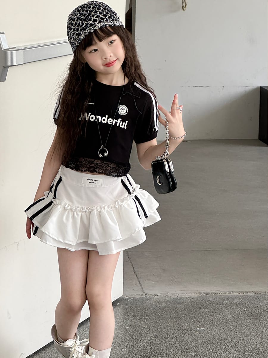 Lace Trimmed Monogram Tee アイレット 半袖Tシャツ【mh0013074】 mamahalo kids 半袖Tシャツ