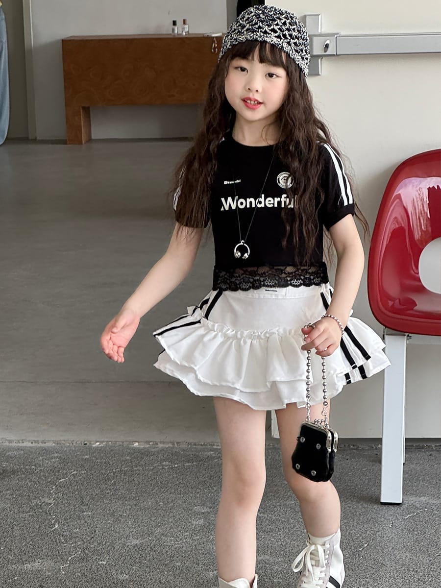 Lace Trimmed Monogram Tee アイレット 半袖Tシャツ【mh0013074】 mamahalo kids 半袖Tシャツ