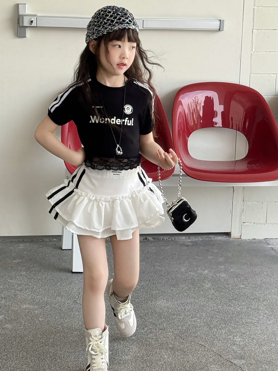 Lace Trimmed Monogram Tee アイレット 半袖Tシャツ【mh0013074】 mamahalo kids 半袖Tシャツ