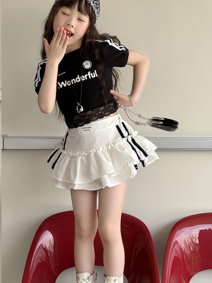 Lace Trimmed Monogram Tee アイレット 半袖Tシャツ【mh0013074】 mamahalo kids 半袖Tシャツ