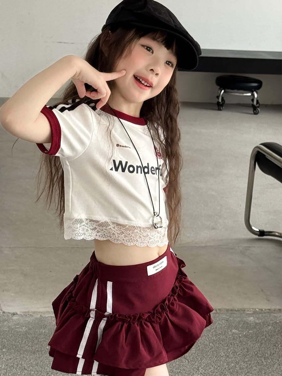 Lace Trimmed Monogram Tee アイレット 半袖Tシャツ【mh0013074】 mamahalo kids 半袖Tシャツ