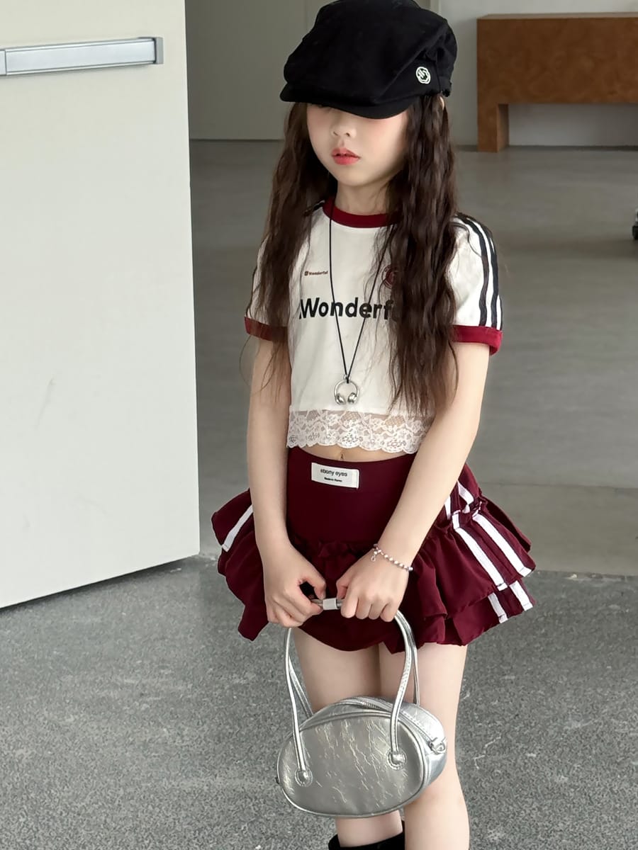 Lace Trimmed Monogram Tee アイレット 半袖Tシャツ【mh0013074】 mamahalo kids 半袖Tシャツ