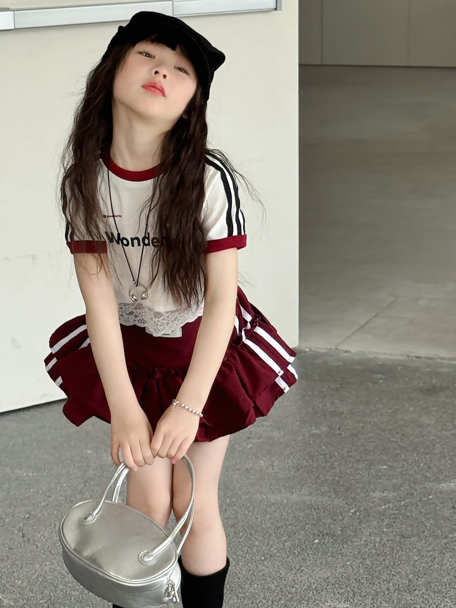 Lace Trimmed Monogram Tee アイレット 半袖Tシャツ【mh0013074】 mamahalo kids 半袖Tシャツ