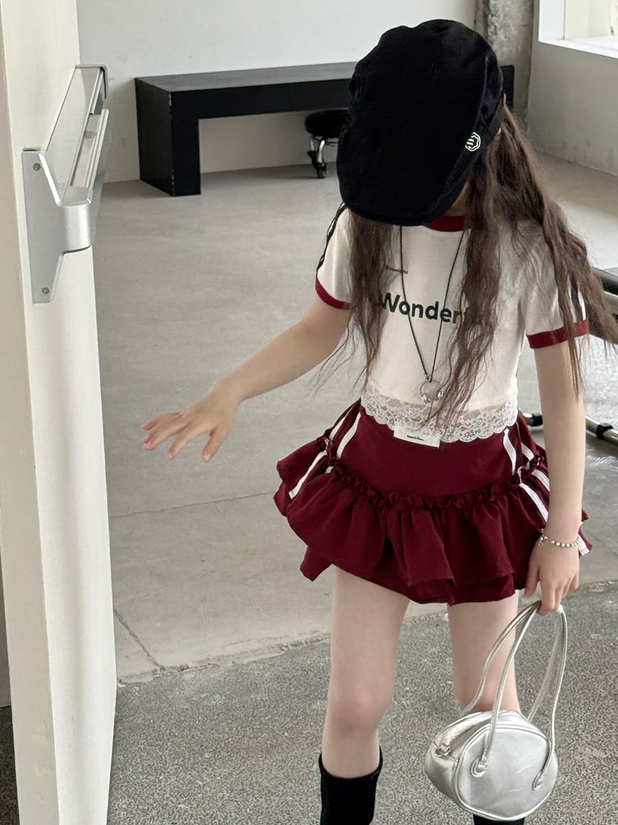 Lace Trimmed Monogram Tee アイレット 半袖Tシャツ【mh0013074】 mamahalo kids 半袖Tシャツ