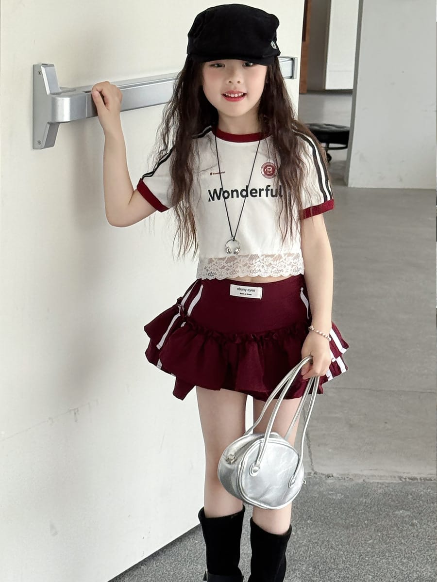 Lace Trimmed Monogram Tee アイレット 半袖Tシャツ【mh0013074】 mamahalo kids 半袖Tシャツ