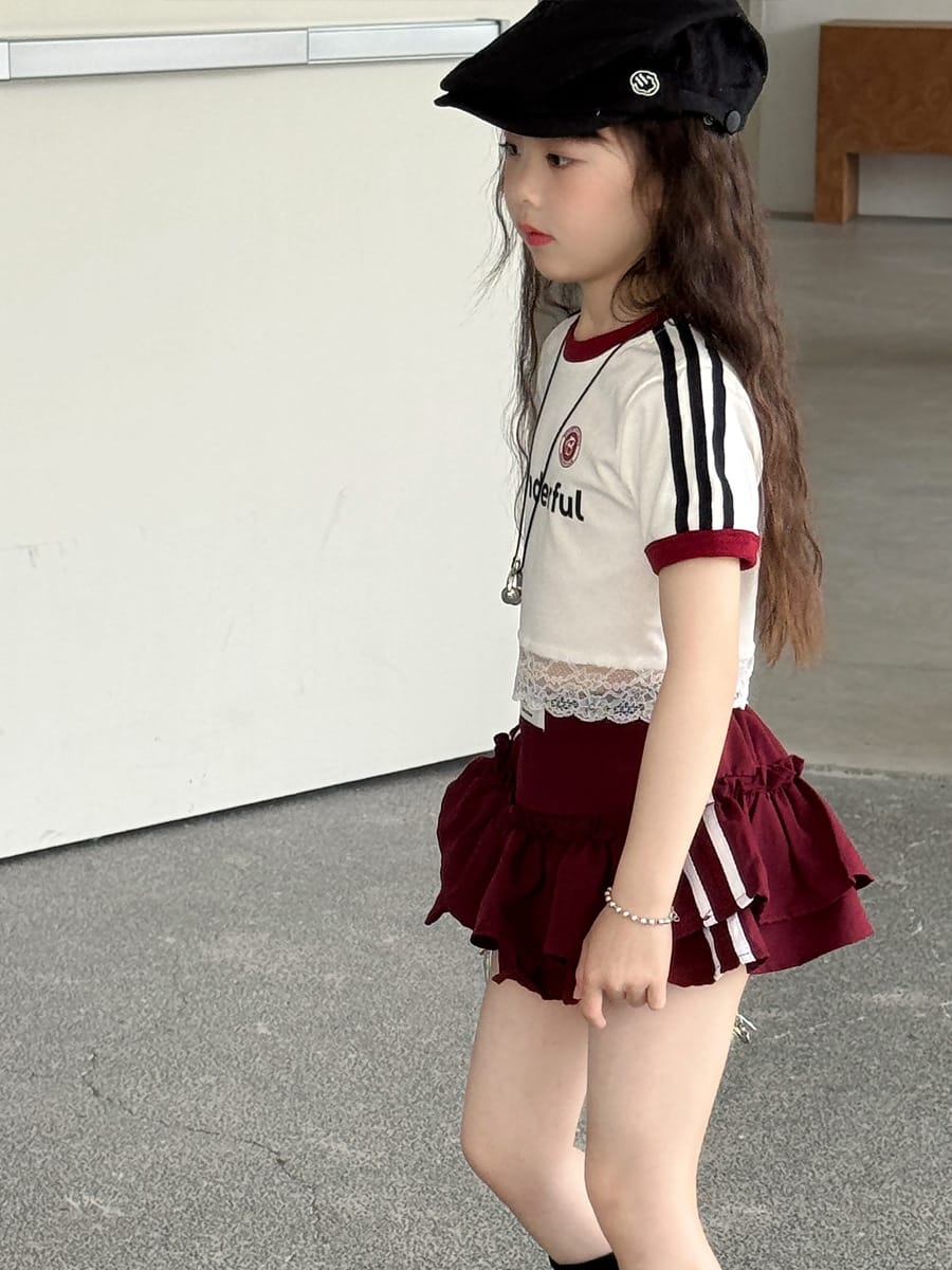 Lace Trimmed Monogram Tee アイレット 半袖Tシャツ【mh0013074】 mamahalo kids 半袖Tシャツ