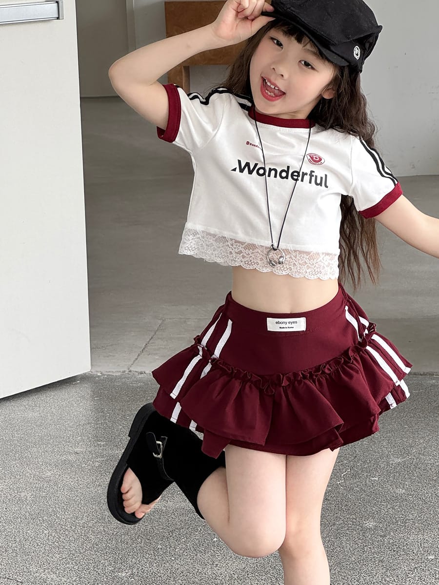 Lace Trimmed Monogram Tee アイレット 半袖Tシャツ【mh0013074】 mamahalo kids 半袖Tシャツ
