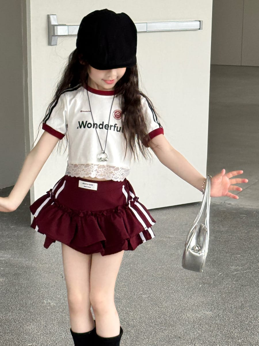 Lace Trimmed Monogram Tee アイレット 半袖Tシャツ【mh0013074】 mamahalo kids 半袖Tシャツ
