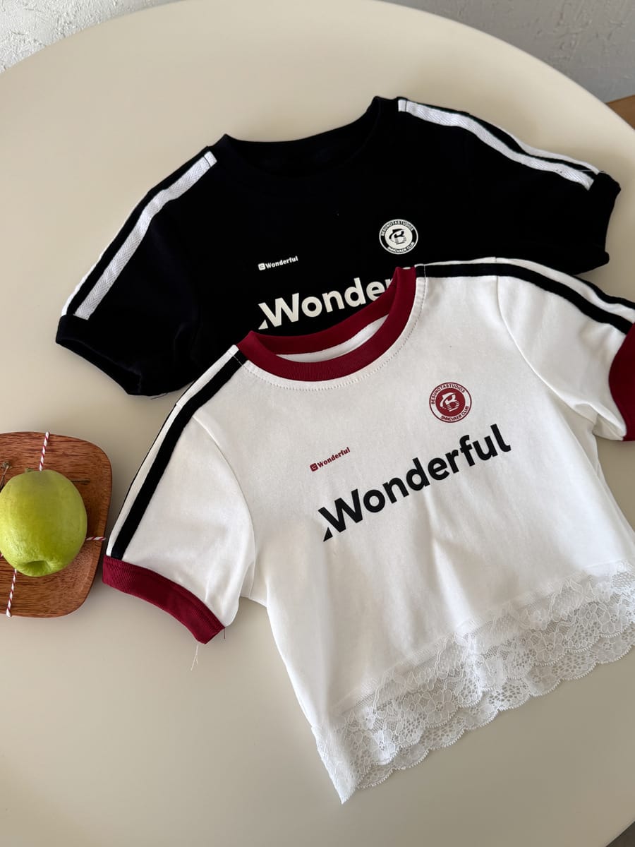 Lace Trimmed Monogram Tee アイレット 半袖Tシャツ【mh0013074】 mamahalo kids 半袖Tシャツ