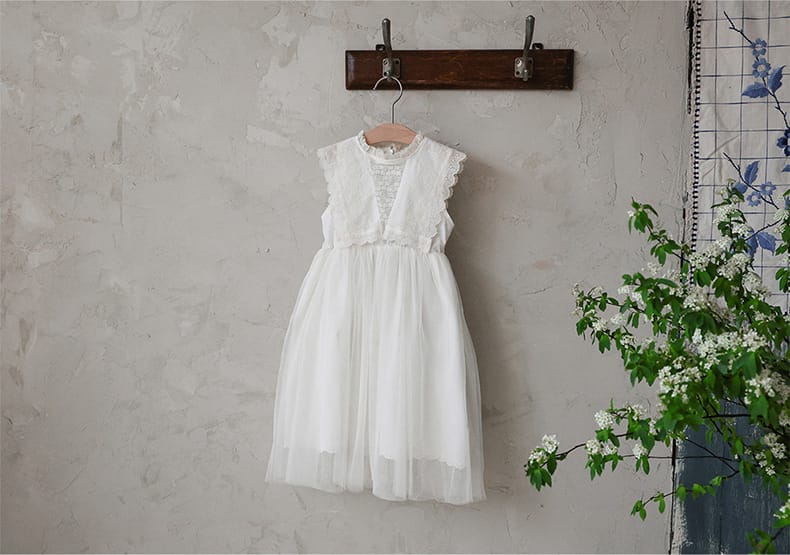 Lace Tulle Dress 刺繍 チュールワンピース【mh0012975】 Strawberry Coral ノースリーブワンピース