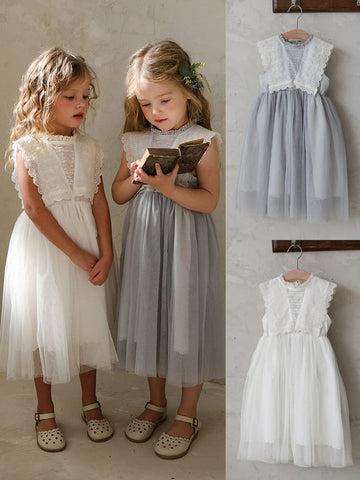 Lace Tulle Dress 刺繍 チュールワンピース【mh0012975】 Strawberry Coral ノースリーブワンピース