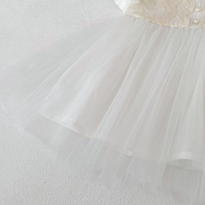 Lace Tulle Flutter Sleeve Dress レース チュール フリル袖 ワンピース【mh0012478】 Engepapa ノースリーブワンピース