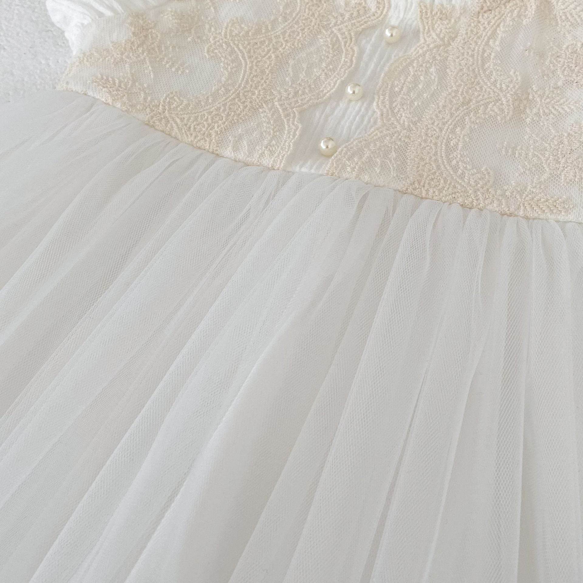 Lace Tulle Flutter Sleeve Dress レース チュール フリル袖 ワンピース【mh0012478】 Engepapa ノースリーブワンピース
