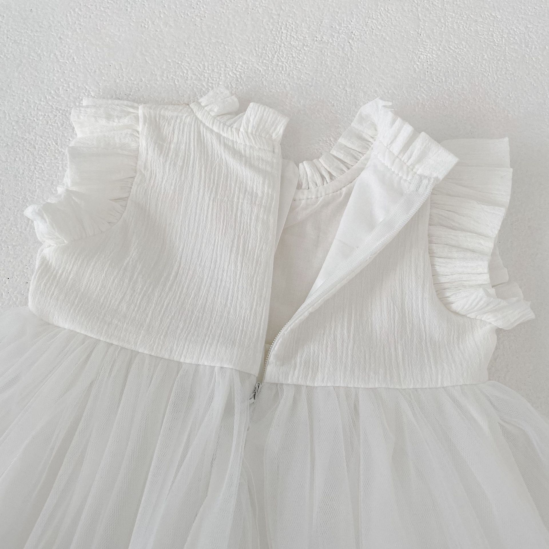 Lace Tulle Flutter Sleeve Dress レース チュール フリル袖 ワンピース【mh0012478】 Engepapa ノースリーブワンピース
