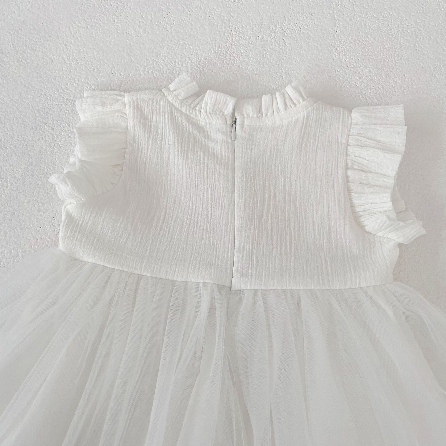 Lace Tulle Flutter Sleeve Dress レース チュール フリル袖 ワンピース【mh0012478】 Engepapa ノースリーブワンピース