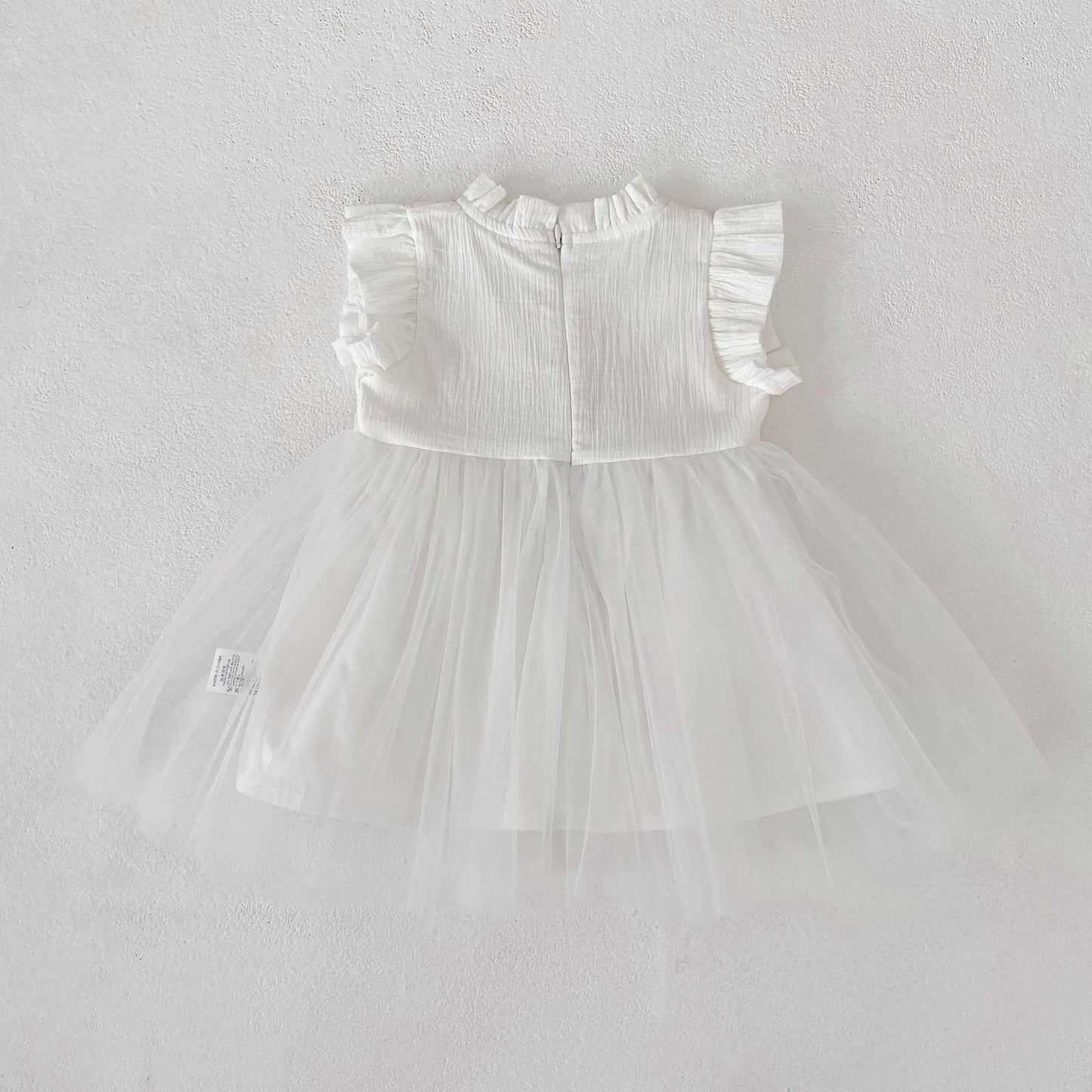 Lace Tulle Flutter Sleeve Dress レース チュール フリル袖 ワンピース【mh0012478】 Engepapa ノースリーブワンピース