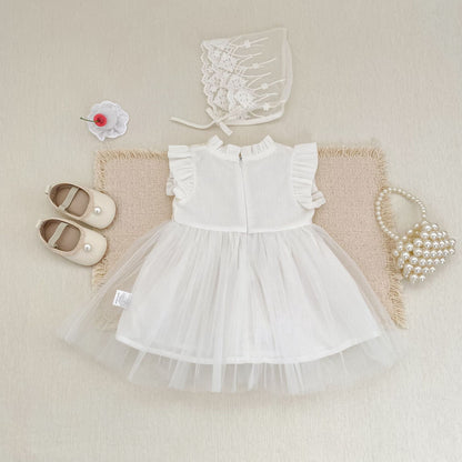 Lace Tulle Flutter Sleeve Dress レース チュール フリル袖 ワンピース【mh0012478】 Engepapa ノースリーブワンピース