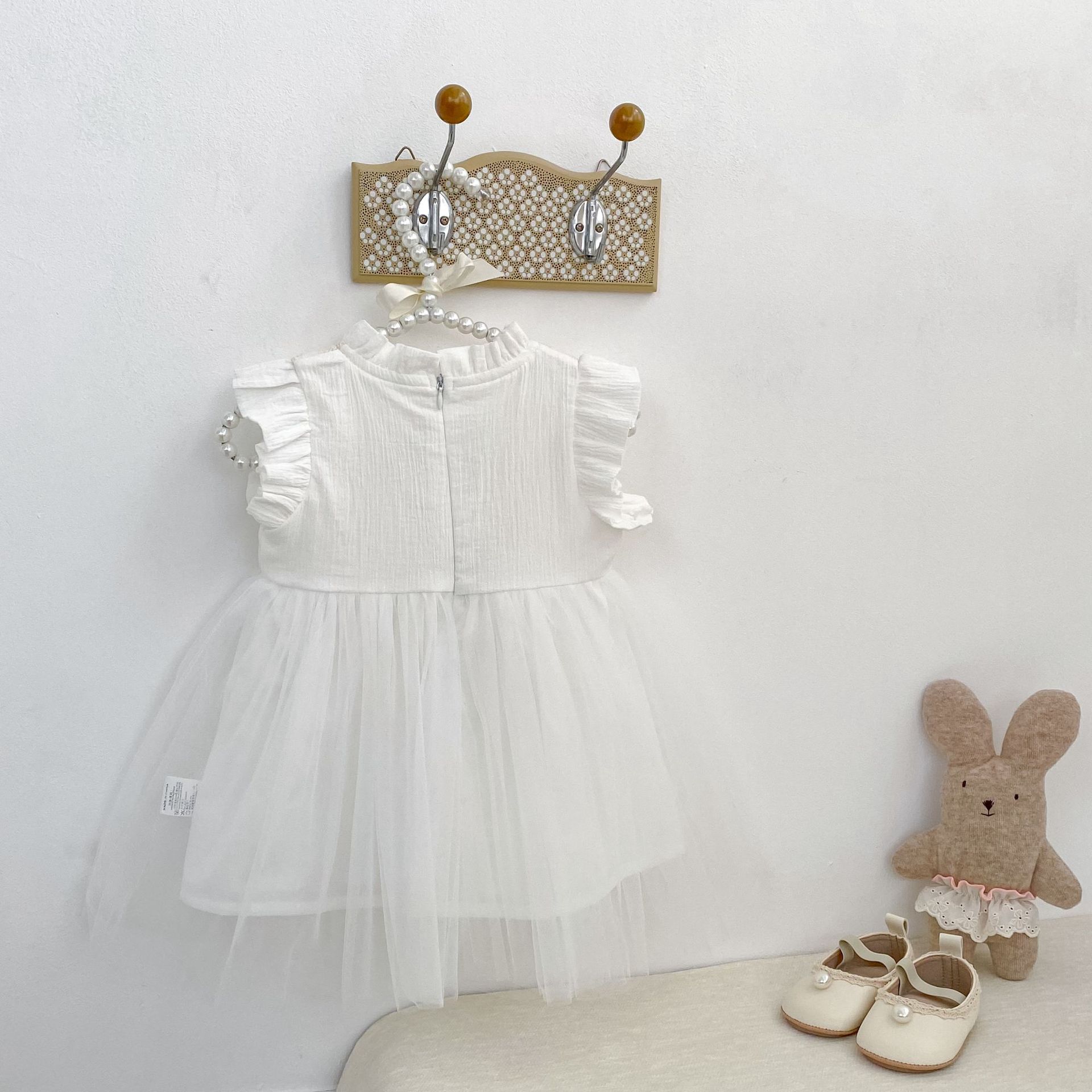 Lace Tulle Flutter Sleeve Dress レース チュール フリル袖 ワンピース【mh0012478】 Engepapa ノースリーブワンピース