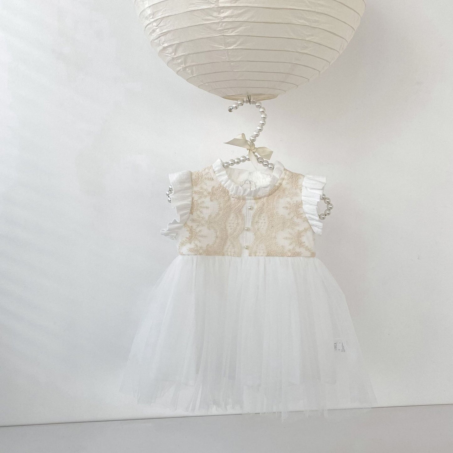 Lace Tulle Flutter Sleeve Dress レース チュール フリル袖 ワンピース【mh0012478】 Engepapa ノースリーブワンピース