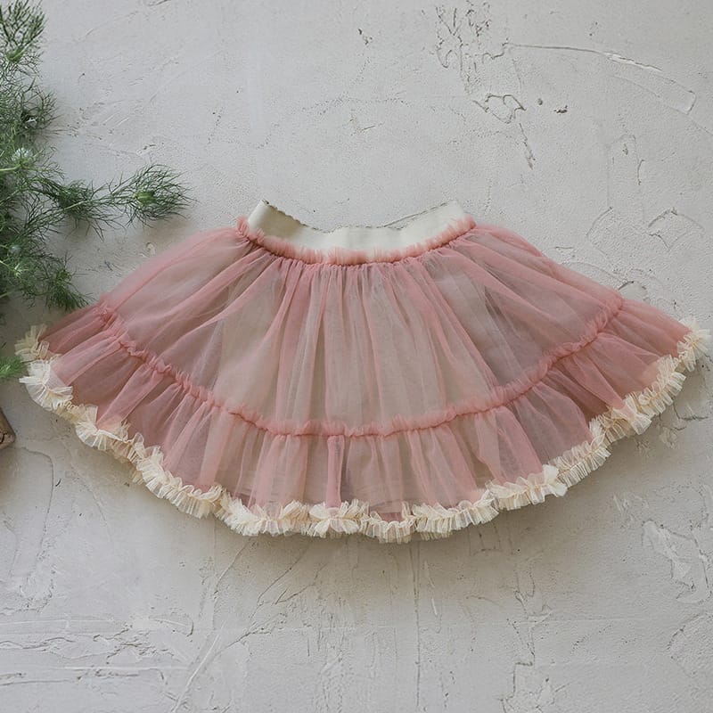 Lace Tulle Skort チュール パンツインスカート【mh0012976】 Pink / 90cm Strawberry Coral スカート