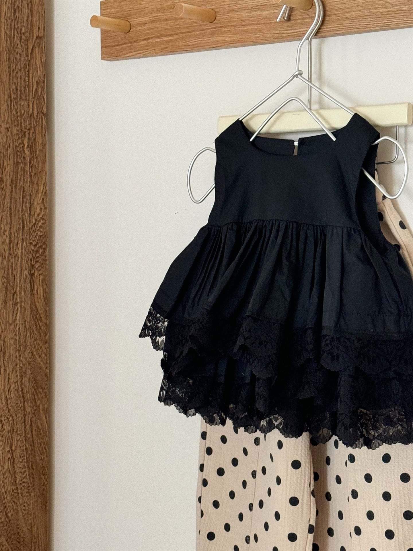 タンクトップ・キャミソール・ノースリーブトップス 018 black / 90cm マルチレイヤードレースノースリーブチュニックブラウス【mh0009221】