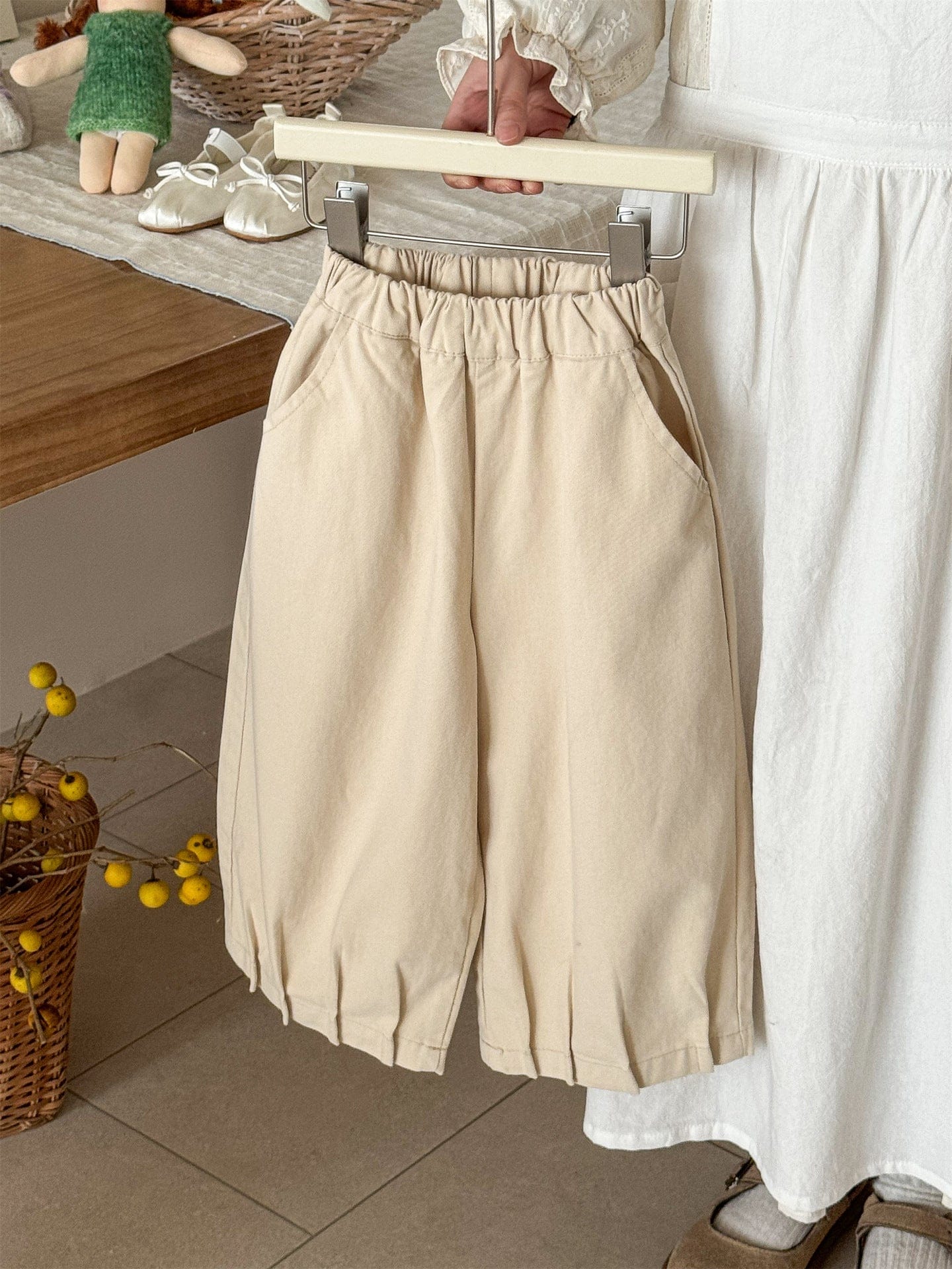長袖シャツ・ブラウス 031 beige pants / 90cm パッチワーク長袖スモックチュニックブラウス【mh0009229】