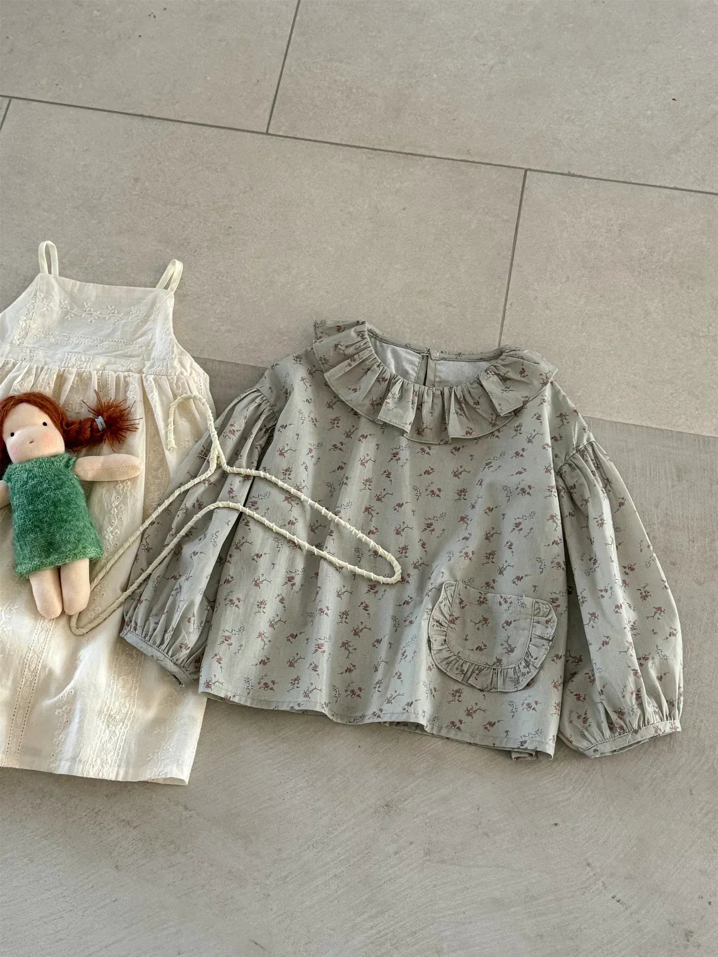 長袖シャツ・ブラウス キッズトップス ラッフル襟長袖パフスリーブブラウス 5デザイン【mh0008944】