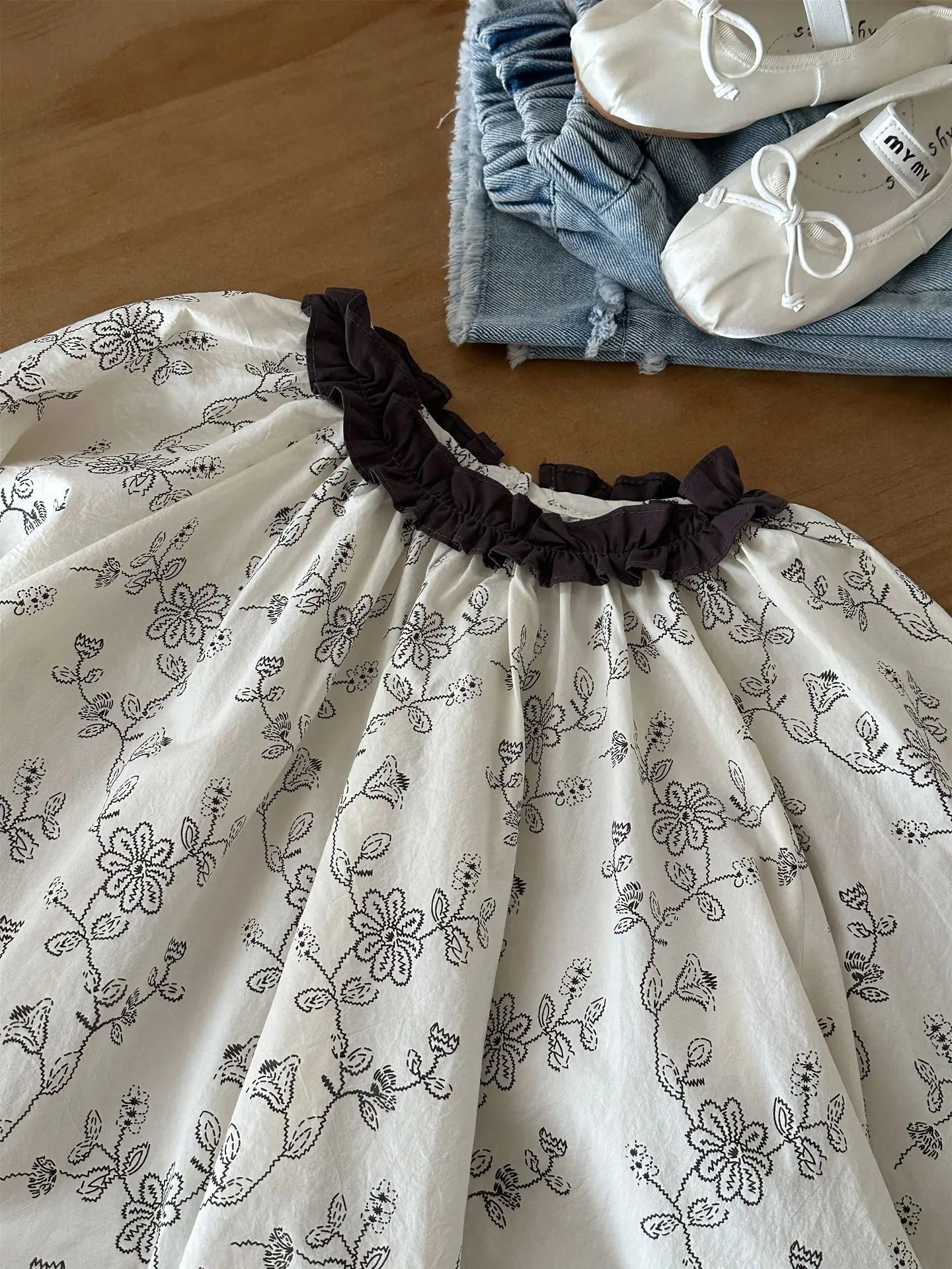 長袖シャツ・ブラウス キッズトップス ラッフル襟長袖パフスリーブブラウス 5デザイン【mh0008944】